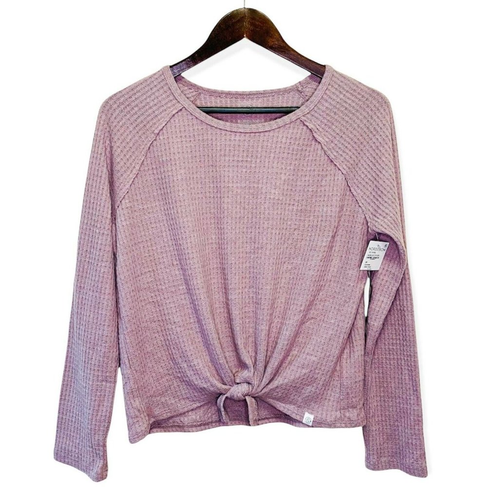 Treasure And Bound Women's Size XL (14/16) Waffle Knit Knot Front Purple Top